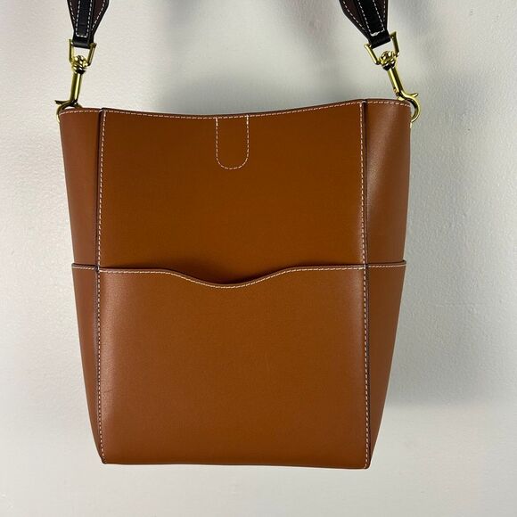 AALLYN Jordan Leather Bucket Bag -Cognac/Gold Hardware - Picture 5 of 16